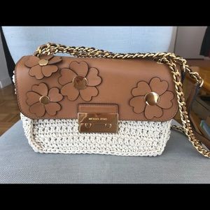 Michael Kors braided jute handbag purse